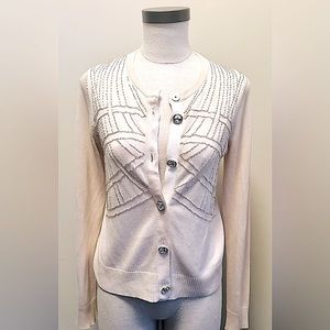 Alice + Olivia beaded cardigan sweater, size S, AS IS, minor snags on sleeve